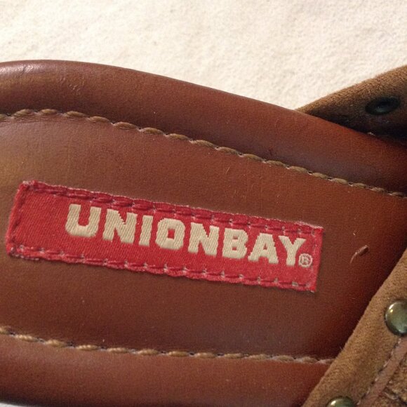 UNIONBAY "Makena" "8.5" Sueded Fringed Open Toed Clogs, Hippie Vibes, Bohemian - Picture 5 of 7